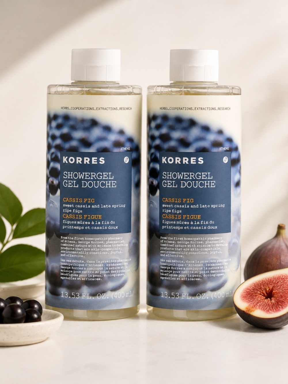 2x KORRES Cassis Fig Shower Gel Body Cleanser 13.53 oz 400ml NEW